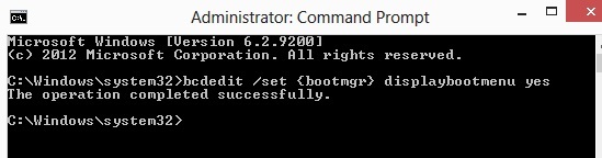 Windows 8 bcdedit command