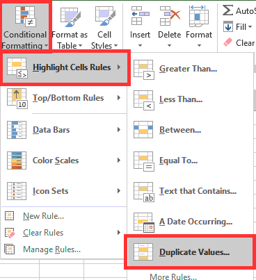 excel 2016 highlight cells