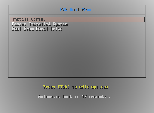 PXE Boot Menu