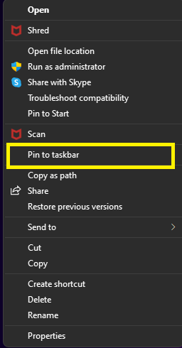 Pin to taskbar 2