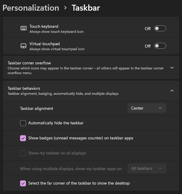 Taskbar Behaviour