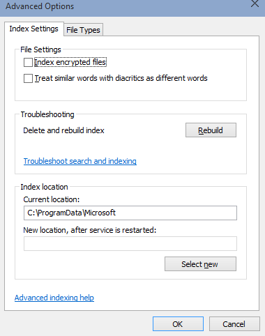 Advanced Index Options