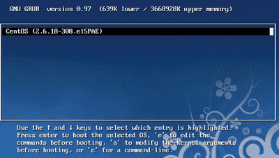 CentOS grub menu